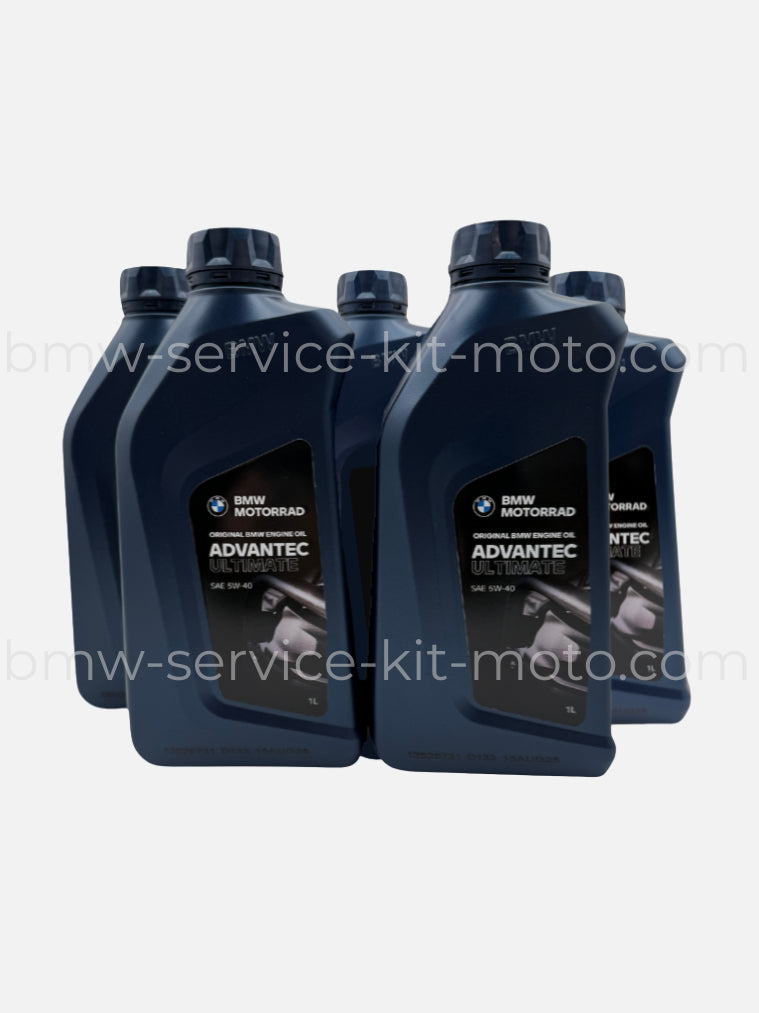 pack de 5 bidons d'huile 5W40 d'origine BMW Motorrad pour vidange de K1600 GT, GTL, Bagger et Grand America