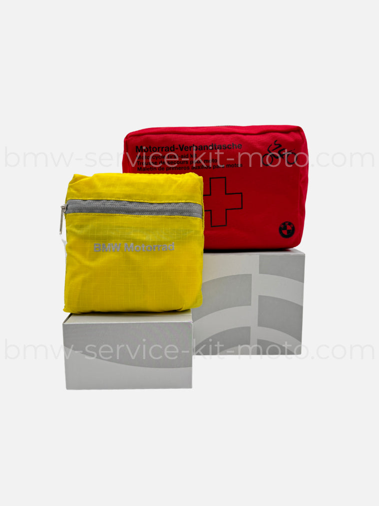 idée cadeau bmw motorrad, trousse de secours et sac pliable fluorescent