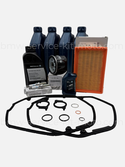 Kit révision pour moto BMW R1200 R avec : filtre à huile, filtre à air, huile 15W50, bougies, stabilisateur, huile de pont,  joints de couvre culasse. Pièces d'origine BMW Motorrad
