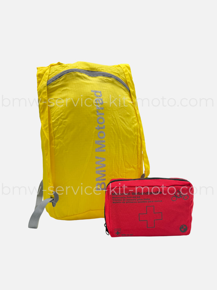 cadeau motard bmw, trousse de secours et sac pliable fluorescent